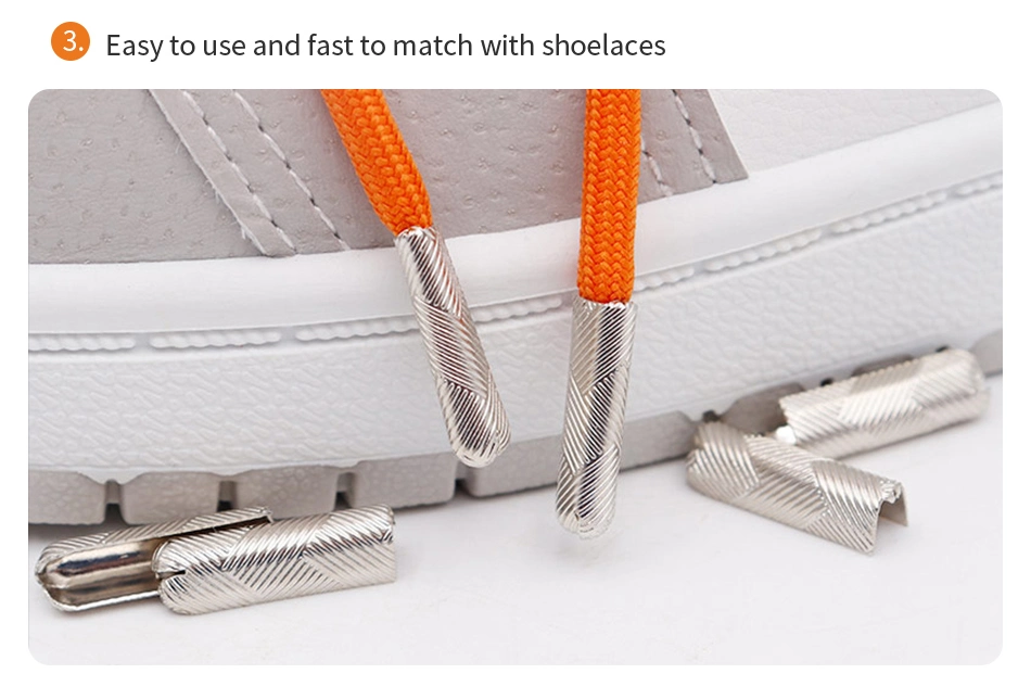 Coolstring Luxury Metal Aglets 18.2*4mm Sneaker Canvas Shoe Twill Engraving Silver Tips Open Mouth Type Pretty Rope′s Decoration